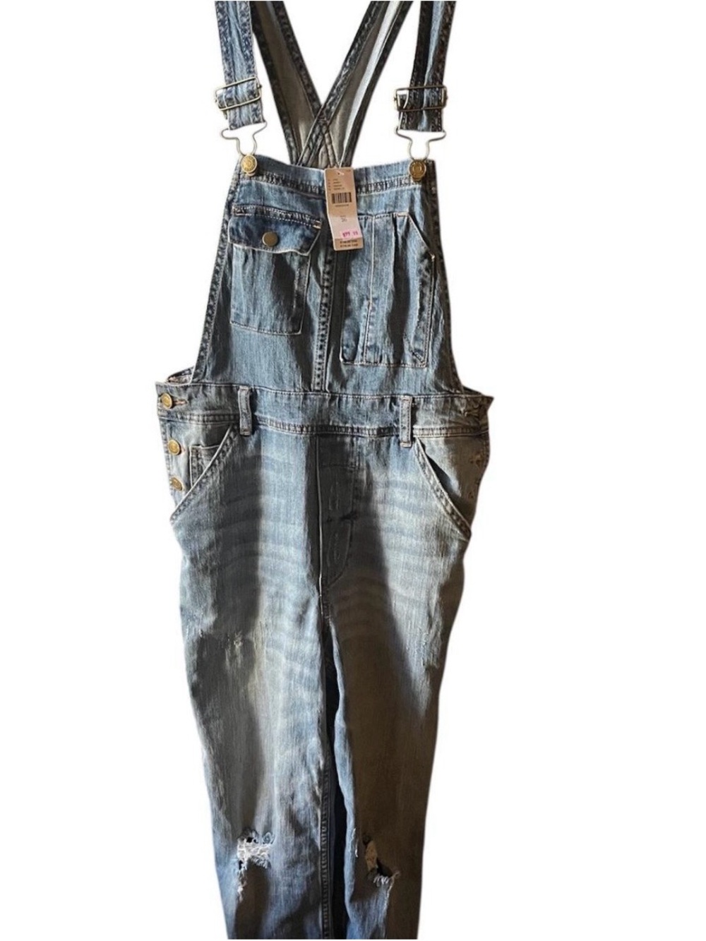 Anthropologie Light Blue Washed Denim Overalls
